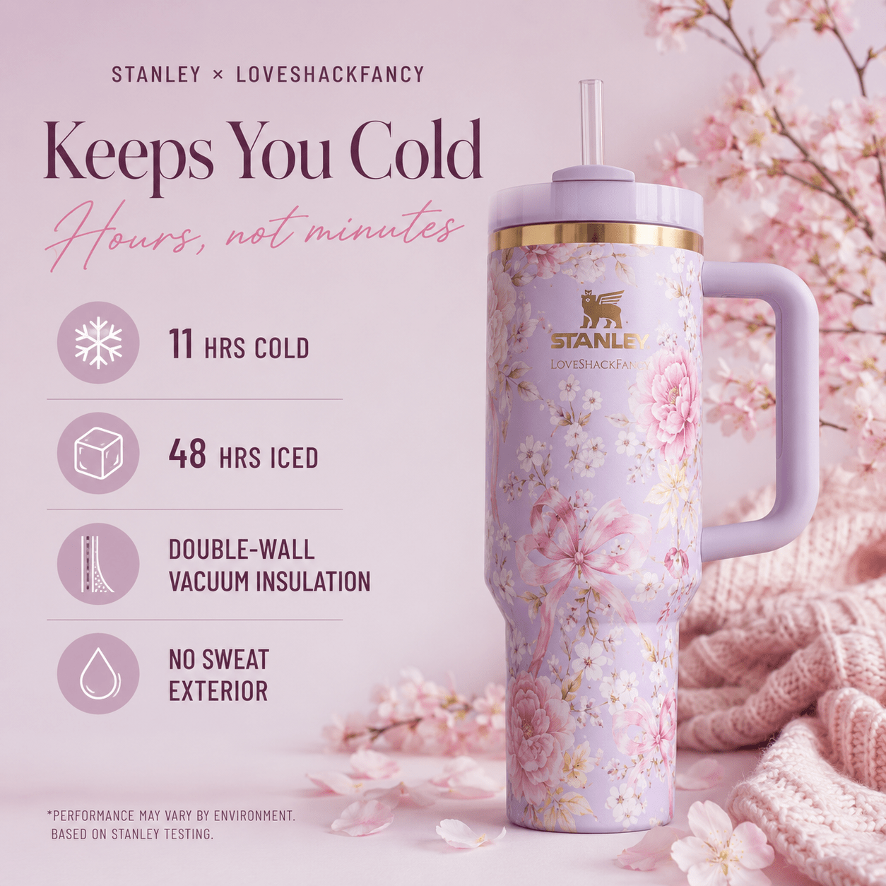Stanley x LoveShackFancy Floral Quencher H2.0 Tumbler 40oz – Pink Lavender